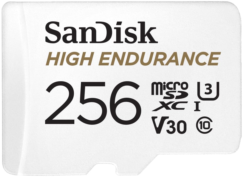 SanDisk 256GB High Endurance Video microSDXC Card with Adapter for Dash Cam and Home Monitoring Systems - C10, U3, V30, 4K UHD, Micro SD Card - SDSQQNR-256G-GN6IA - Available at All In One Marketplace Canada