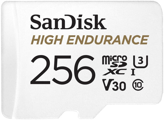 SanDisk 256GB High Endurance Video microSDXC Card with Adapter for Dash Cam and Home Monitoring Systems - C10, U3, V30, 4K UHD, Micro SD Card - SDSQQNR-256G-GN6IA - Available at All In One Marketplace Canada