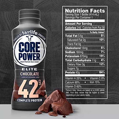 Fairlife Core Power Elite 42g Protein Shake – Chocolate (14 fl. oz., 8-Pack)