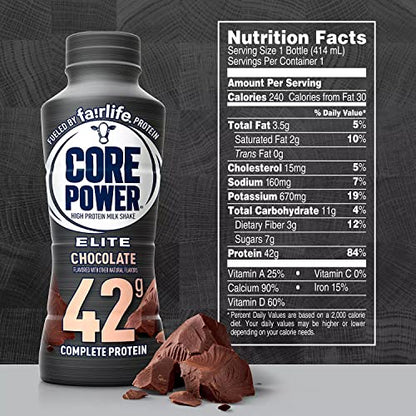 Fairlife Core Power Elite 42g Protein Shake – Chocolate (14 fl. oz., 8-Pack)