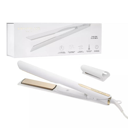 Kristin Ess Hair 3-In-One Titanium Flat Iron Hair Straightener, Curler and Waver - Styling + Frizz Control - Polished S Curls - Dual Voltage - 1 1/4 Inch Rounded Straightener Curler 2 In 1 + Waver