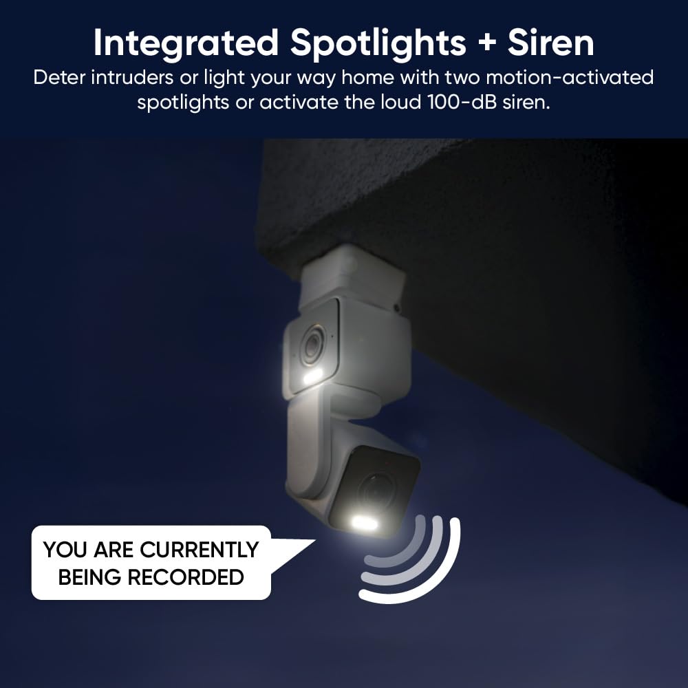 Wyze Pan Cam Duo Indoor/Outdoor IP65 2K 360° Pan/Tilt/Zoom Smart Home Security Camera with Color Night Vision, Works with Alexa & Google Assistant, White WYZE