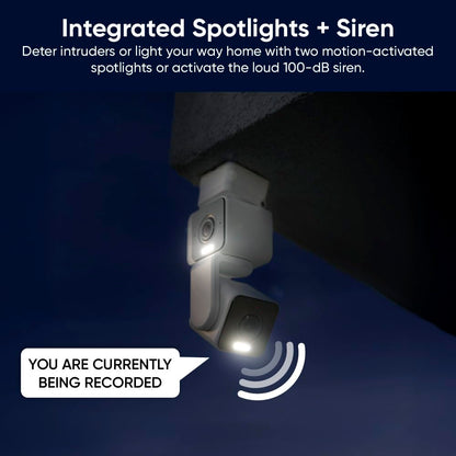 Wyze Pan Cam Duo Indoor/Outdoor IP65 2K 360° Pan/Tilt/Zoom Smart Home Security Camera with Color Night Vision, Works with Alexa & Google Assistant, White WYZE