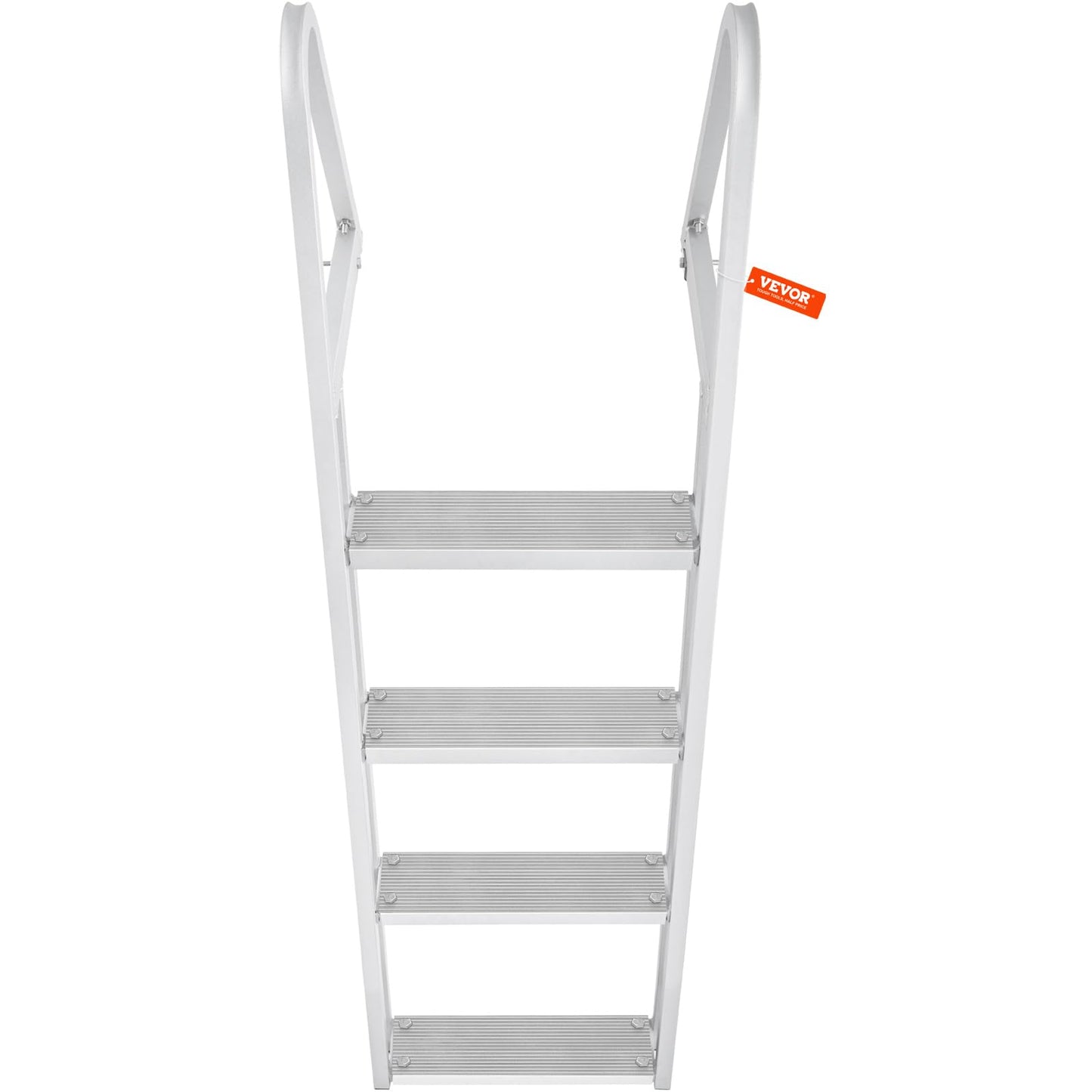 VEVOR Dock Ladder, Removable 4 Steps, 350 lbs Load Capacity, Aluminum Alloy Pontoon Boat Ladder with 4'' Wide Step & Nonslip Mat, Easy to Install for Ship/Lake/Pool/Marine Boarding VEVOR