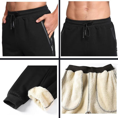 Tansozer Mens Sherpa Fleece Lined Sweatpants (Ribbed Cuff) Black M 🍁 All In One Marketplace Canada