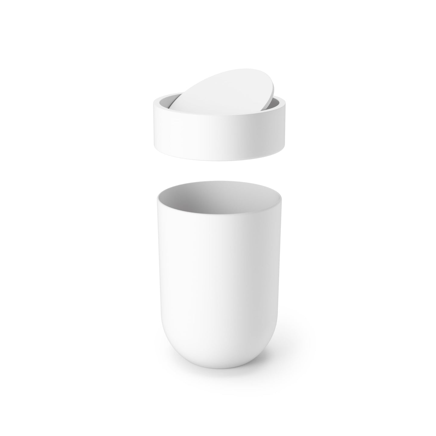 Umbra Touch Trash Can, Small 1.6-Gallon Garbage Bin with Swing Lid, Waste Basket for Bathroom or Office, White Umbra