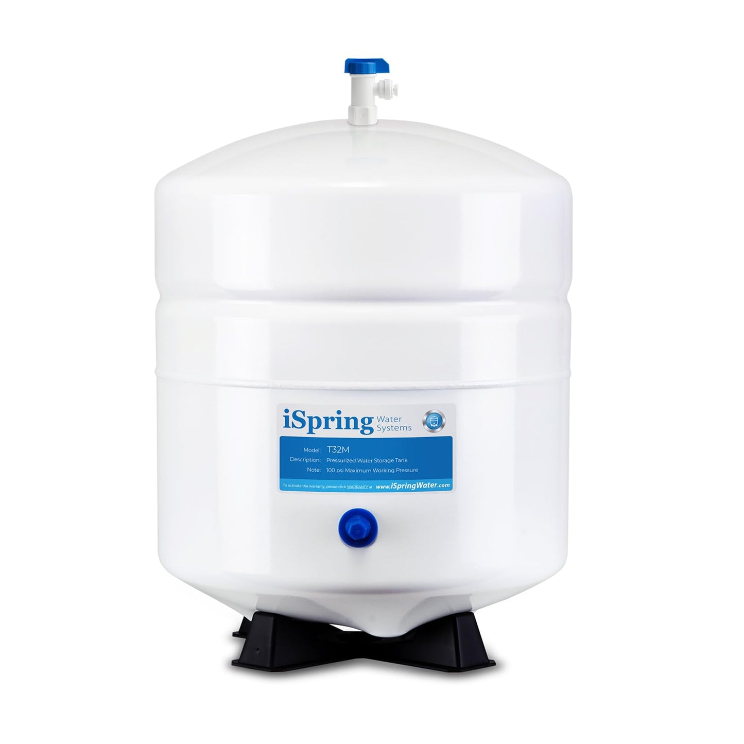 iSpring T32M Pressurized Water Storage Tank with Ball Valve for Reverse Osmosis RO Systems, 4 Gallon, 1/4" Tank Valve Included, White 🍁 All In One Marketplace Canada