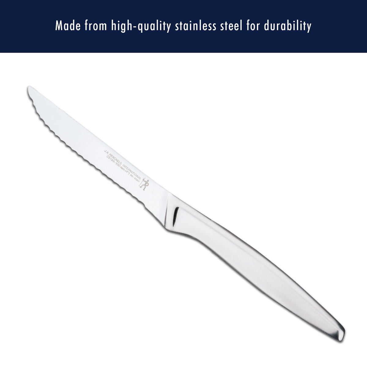 HENCKELS 6 Piece Kitchen Steak Knife Set, Premium Silver, Stainless Steel Serrated Cutlery Set, German Engineered Informed by 100+ Years of Mastery