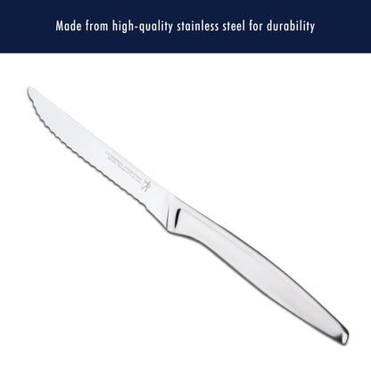 HENCKELS 6 Piece Kitchen Steak Knife Set, Premium Silver, Stainless Steel Serrated Cutlery Set, German Engineered Informed by 100+ Years of Mastery