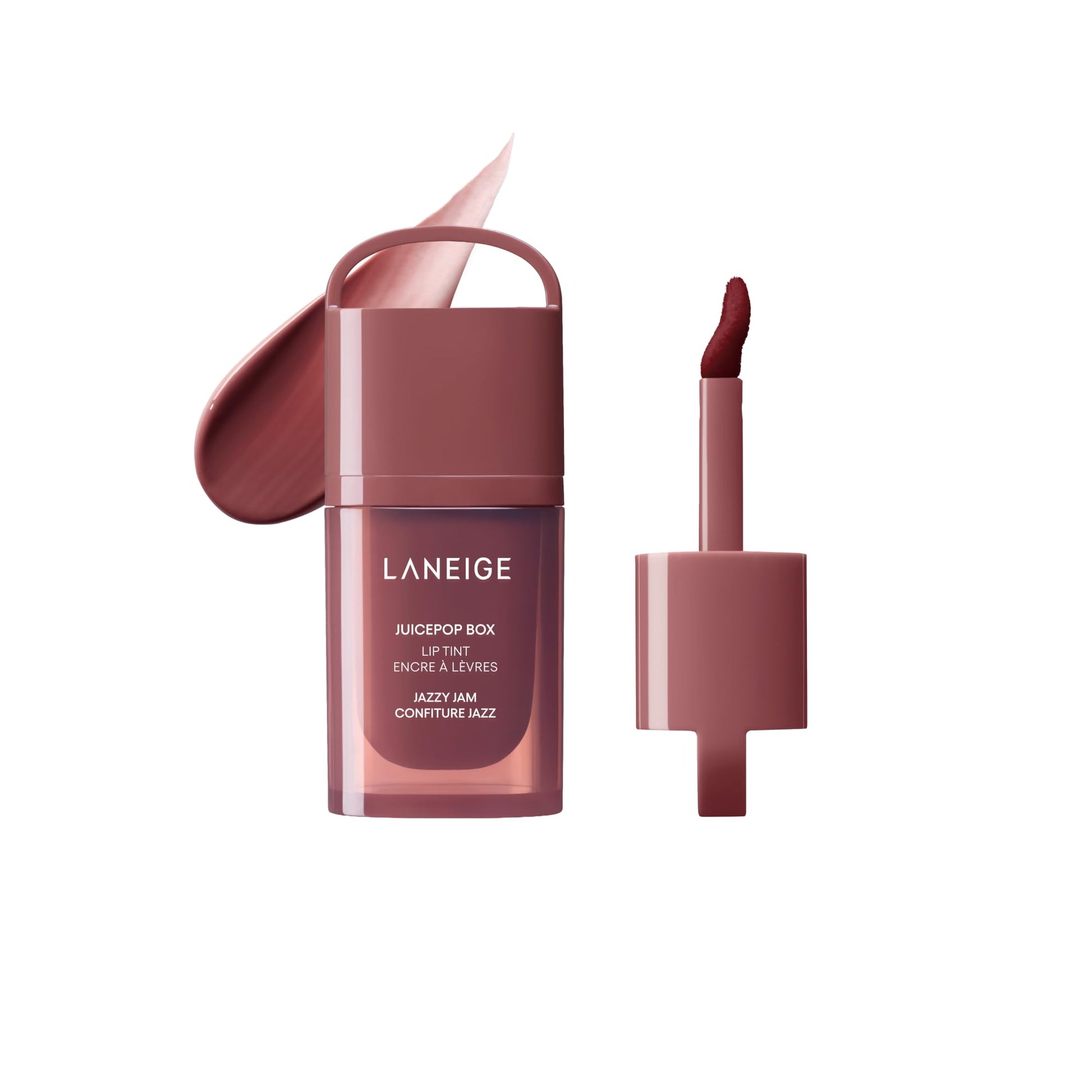 LANEIGE JuicePop Box Lip Tint: 12‑HR Hydrating Lightweight Stain with Buildable Juicy Color & Nourishing Shine, a K‑Beauty Lip Essential for Long‑Lasting Comfort, Jazzy Jam LANEIGE