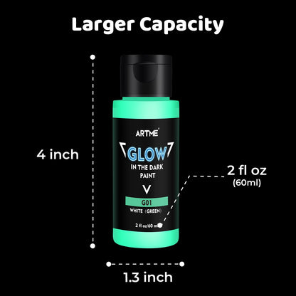 ARTME Glow in The Dark Paint, 10 Bright Colors 60ml/2oz Blacklight Paint Set, Neon Craft Paint, Acrylic Glow Fluorescent Paint Perfect for Art Painting, DIY projects, Halloween and Christmas 🍁 All In One Marketplace Canada