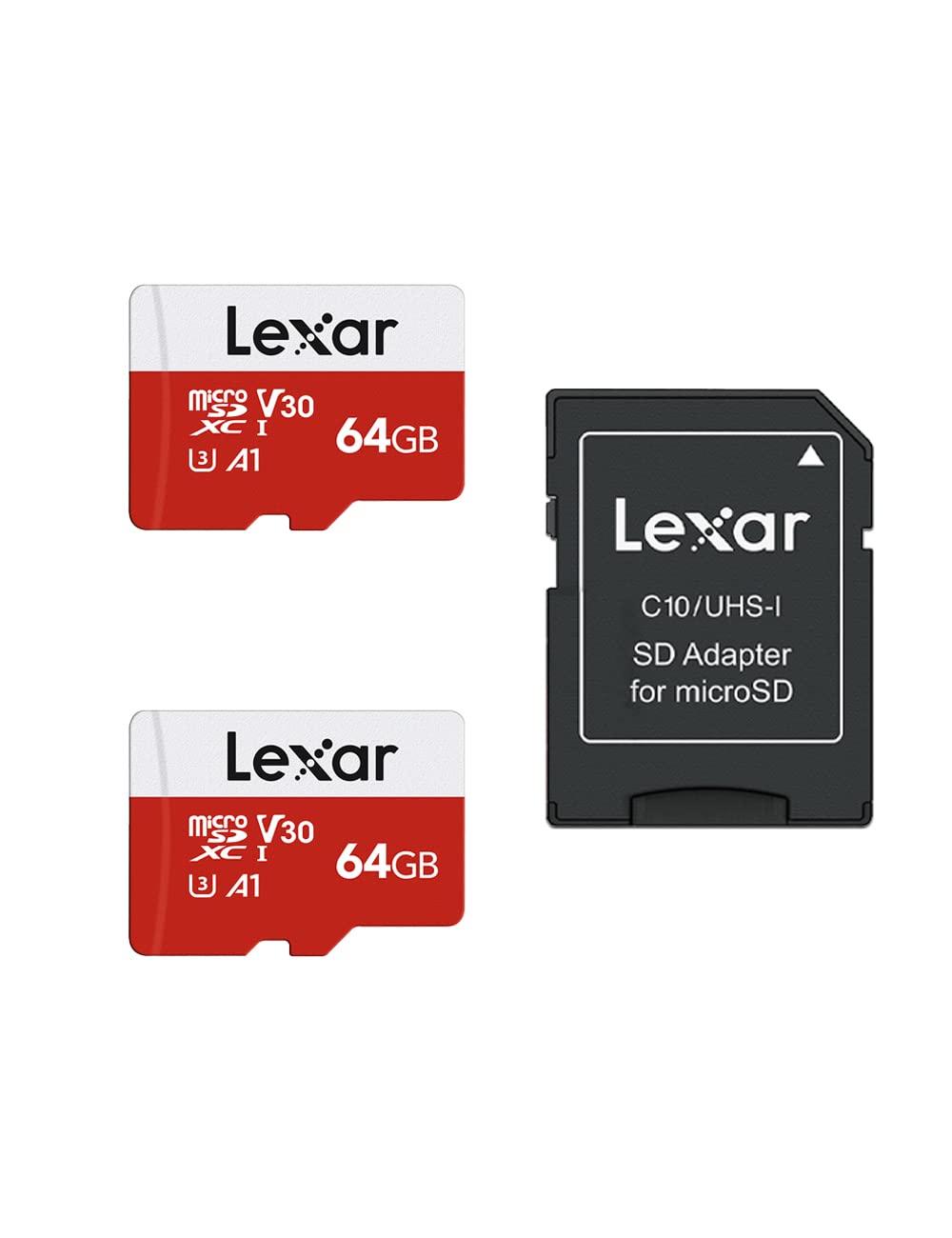 Lexar E-Series 64GB Micro SD Card 2 Pack, microSDXC UHS-I Flash Memory Card with Adapter, 100MB/s, C10, U3, A1, V30, Full HD, 4K UHD, High Speed TF Card - Available at All In One Marketplace Canada