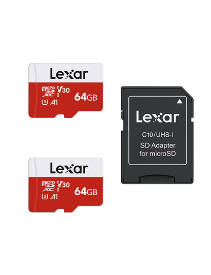 Lexar E-Series 64GB Micro SD Card 2 Pack, microSDXC UHS-I Flash Memory Card with Adapter, 100MB/s, C10, U3, A1, V30, Full HD, 4K UHD, High Speed TF Card - Available at All In One Marketplace Canada