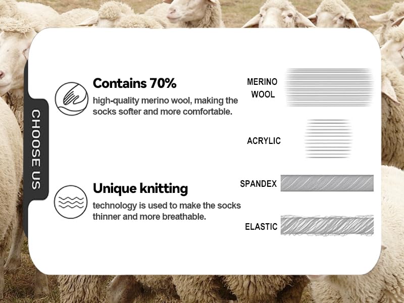 BONANGEL Merino Wool Socks for Men,Mens Thin Wool Socks,Winter Therminal Wool Dress Socks,Black Crew Socks, 6pairs-black, 6-12 🍁 All In One Marketplace Canada