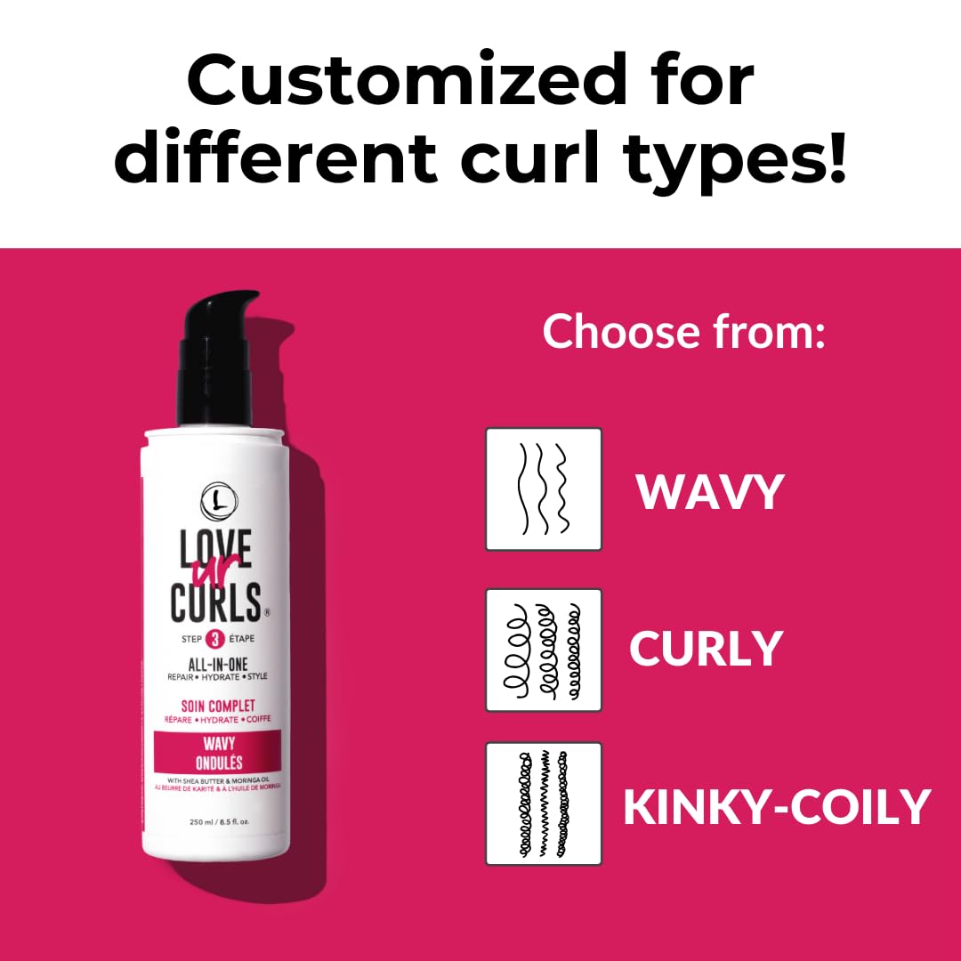 Love Ur Curls - All in One Curl Cream Styler, Curling Cream for Wavy Hair, Repair, Define, Hydrate & Style, Anti Frizz with Shea Butter, 250mL - Available at All In One Marketplace Canada