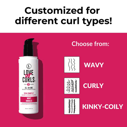 Love Ur Curls - All in One Curl Cream Styler, Curling Cream for Wavy Hair, Repair, Define, Hydrate & Style, Anti Frizz with Shea Butter, 250mL - Available at All In One Marketplace Canada