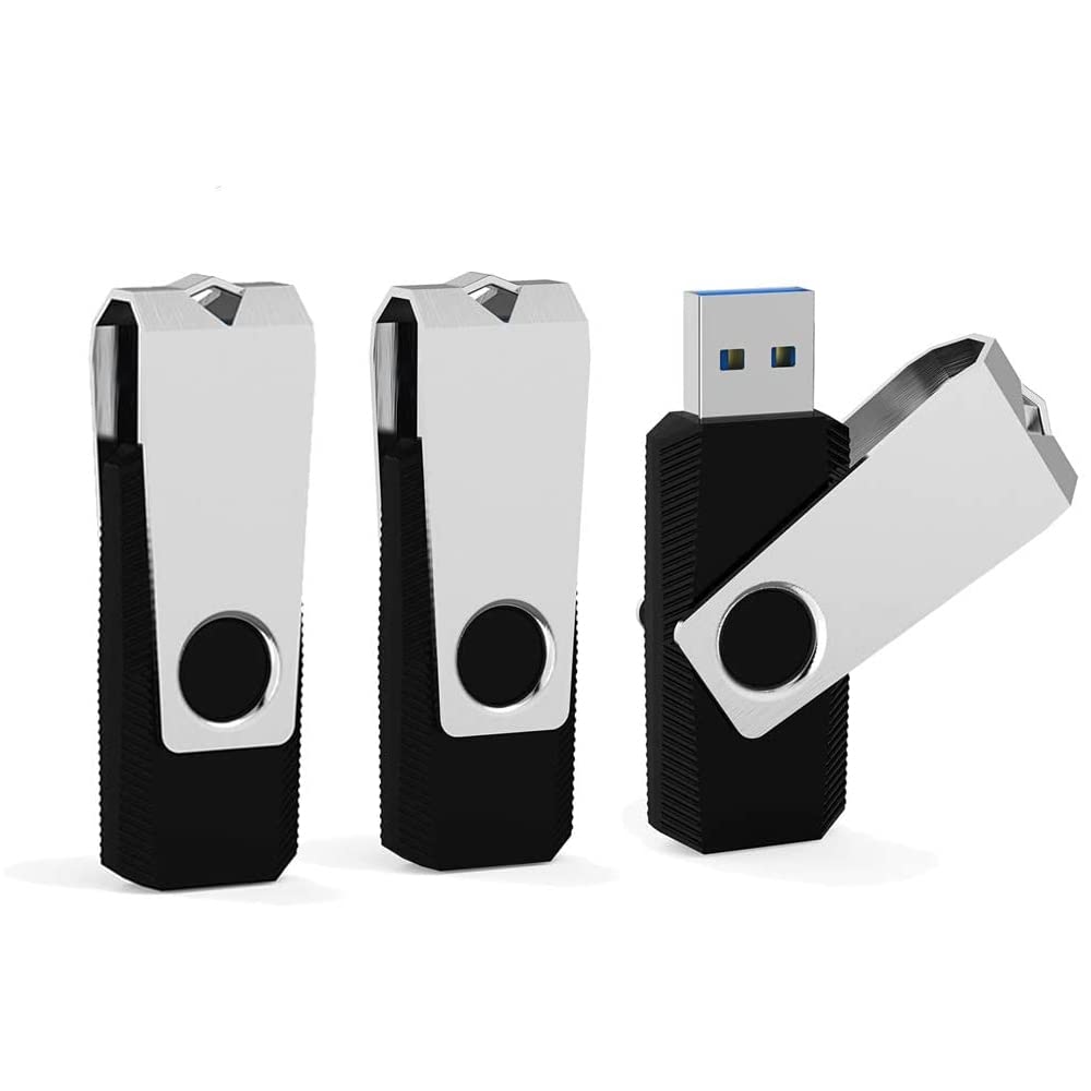 16GB 3 Pack USB Flash Drive 16GB USB Stick Bulk USB Drive 2.0 USB Key USB Thumb Drive Flash Drives 16gb Memory Stick for Computer (Black,3 pcs)