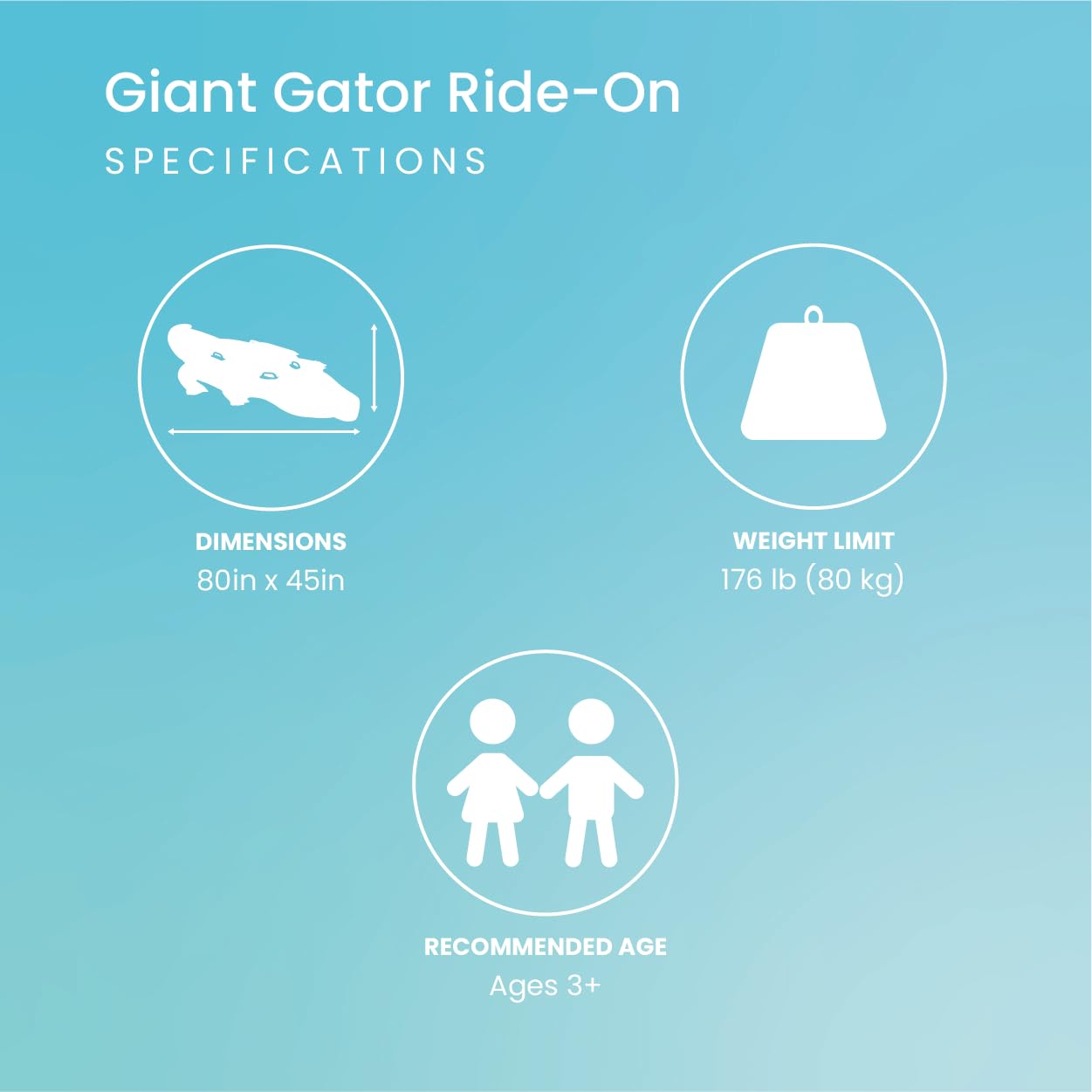 Intex Giant Gator Ride-On, 80" X 45", for Ages 3+