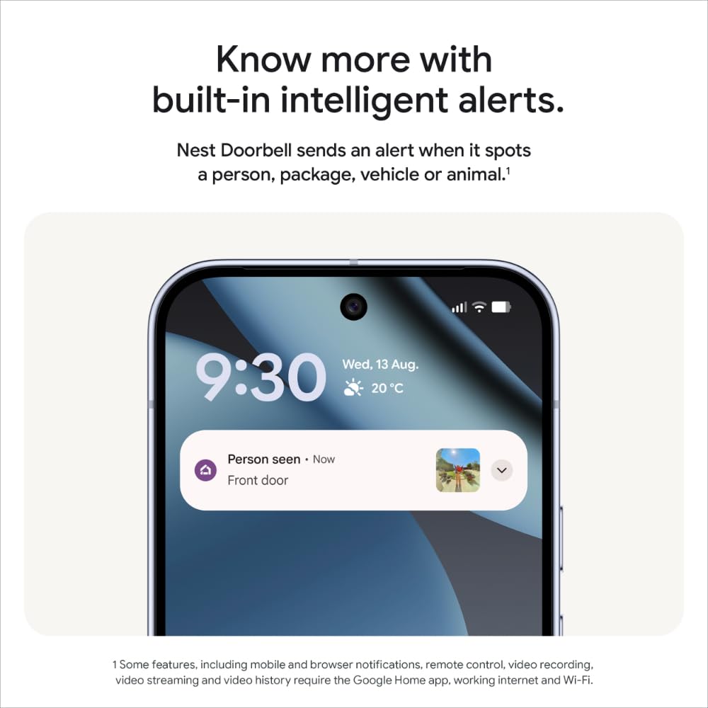 Google Nest Doorbell (Wired, 3rd gen)- 2K Video and Gemini - Linen 🍁 All In One Marketplace Canada