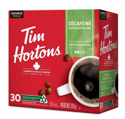 Tim Hortons Decaf Medium Roast Coffee K-Cup Pods, 30 Count