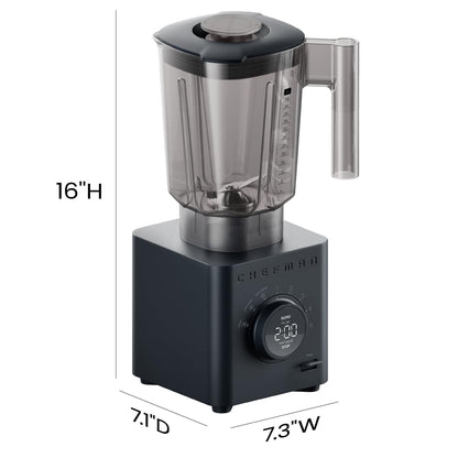 Chefman Obliterator 48 oz Countertop Blender for Smoothies, 1380W Motor to Crush Ice,Nuts & Frozen Fruit with Stainless Steel Blade Auto Blend Function, Includes Tamper & Scraper-MIDNIGHT Chefman
