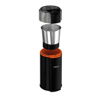 Krups GX332850 Silent Vortex 3-in-1 Grinder for Coffee, Spices, and Dry Herbs, Compact Design, 12 Cups drip Coffee, Black - Small