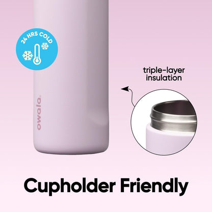 Owala FreeSip Insulated Stainless Steel Water Bottle with Straw, BPA-Free Sports Water Bottle, Great for Travel, 24 Oz, Lilac You A lot