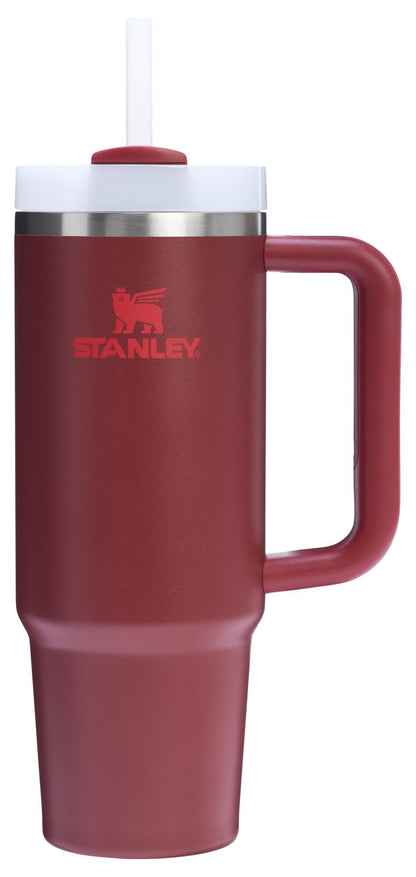 STANLEY Quencher H2.0 Gobelet avec Poignée et Paille 887 ml | Couvercle 3 positions Flowstate | Compatible avec Porte-Gobelet pour le Voyage | Tasse Isotherme en Acier Inoxydable | Sans BPA | Canneberge