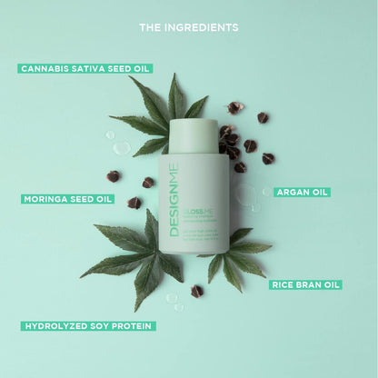 Design.Me GLOSS.ME Hydrating Shampoo | Hemp & Argan Oil Shampoo Adds Softness & Shine | Straight, Wavy, or Curly Hair Shampoo | Sulfate-Free & Color-Safe Moisturizing Shampoo for Dry Hair, 10 Fl Oz - Available at All In One Marketplace Canada