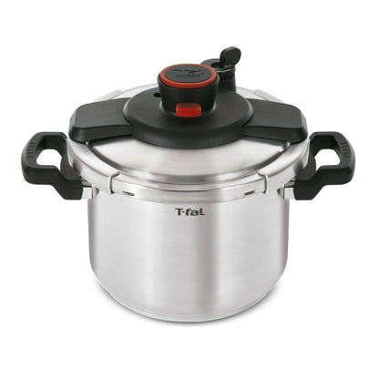 T-fal Clipso Stainless Steel Pressure Cooker, 6 Qt, Secure Locking System, One Hand System, Silver, Induction Compatible, Pressure Canner, Includes Recipe Book, Cookware T-Fal