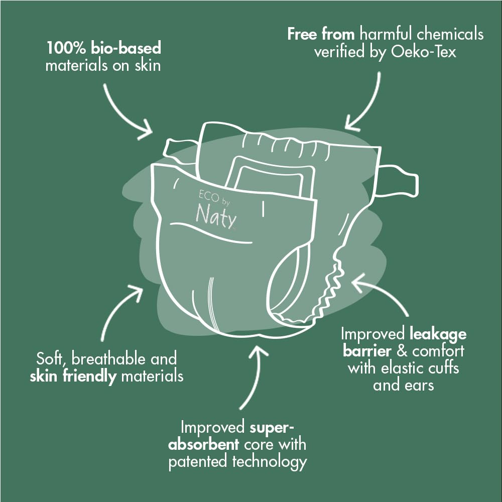 Naty Baby Diapers - 100% Plant-Based Materials on Skin, Extra Soft, for Sensitive Skin & Super Absorbent (Size 4, 88 Count) 🍁 All In One Marketplace Canada