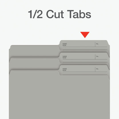 Pendaflex File Folders, 1/2 Cut Tab, Letter Size, Gray, Durable Paper Stock, 100/Box, Ideal for Office/Home/School File Organization, Made in Canada