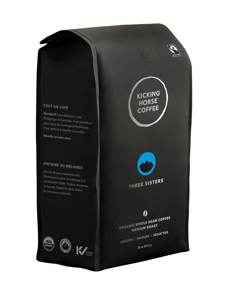Kicking Horse Coffee Three Sisters Blend – Whole Bean Medium Roast, 100% Organic Arabica, 850g