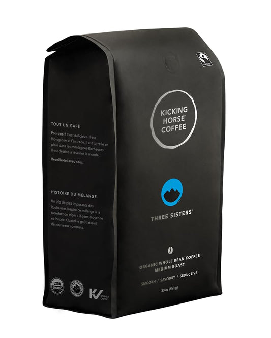 Kicking Horse Coffee Three Sisters Blend – Whole Bean Medium Roast, 100% Organic Arabica, 850g