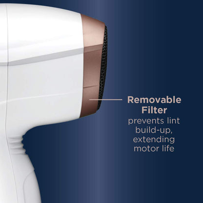Conair Double Ceramic 1875W Hair Dryer, 3 Heat/ 2 Speed Blow Dryer, Powerful and Fast Drying, Includes Concentrator, Cool Shot Button, Removable Filter, White, Travel hair dryer Conair