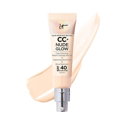 IT Cosmetics CC+ Nude Glow Lightweight Foundation + Glow Serum with SPF 40 - With Niacinamide, Hyaluronic Acid & Green Tea Extract - Fair Light - 1.08 fl oz IT Cosmetics