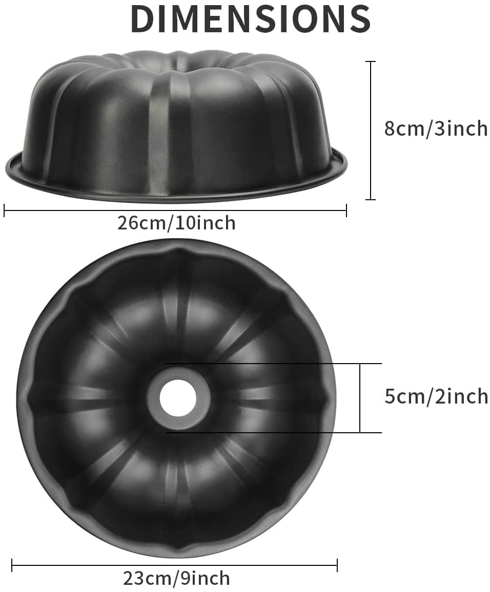 10 Inch Non-Stick Cake Pan, 10 Cups Heavy Duty Carbon Steel Fluted Tube Bakeware, Pumpkin Baking Mold, Round Savarin Cake Mold for Oven Baking Pan 🍁 All In One Marketplace Canada