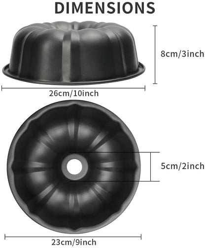 10 Inch Non-Stick Cake Pan, 10 Cups Heavy Duty Carbon Steel Fluted Tube Bakeware, Pumpkin Baking Mold, Round Savarin Cake Mold for Oven Baking Pan 🍁 All In One Marketplace Canada