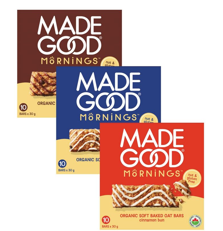 MadeGood Mornings Soft-Baked Oat Bars Variety Pack – 30 Count