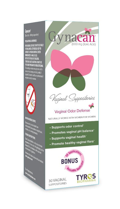 Gynacan – Boric Acid 600mg-Vaginal Capsules-Relieves Yeast Infections-pH Balanced Formula- Antibiotic-Free-with Applicator-30 Count-Made in Canada