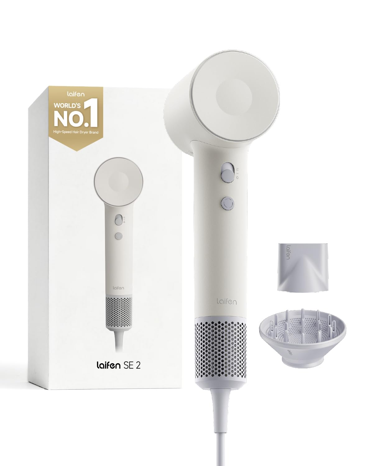 Laifen Hair Dryer SE 2, 200 Million Negative Ionic Blow Dryer with Child Mode and 108,000 RPM Brushless Motor, 1400W Powerful Fast Drying High-Speed Low Noise Hairdryer with Magnetic Attachments, HD130 - Available at All In One Marketplace Canada