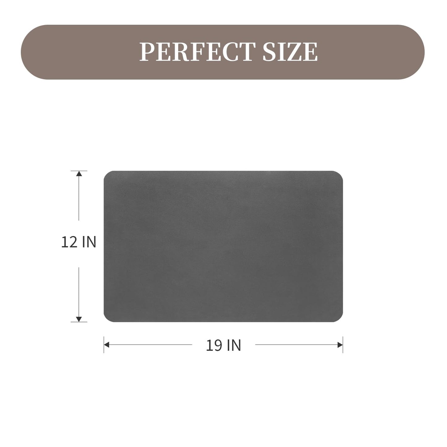 MontVoo-Absorbent Dish Drying Mat-Kitchen Counter Rubber Backed Water Absorbing Drying Mat-Hide Stain Under Dish Mat Quick Dry Coffee Mat-Dark Grey 12''x19'' - Available at All In One Marketplace Canada