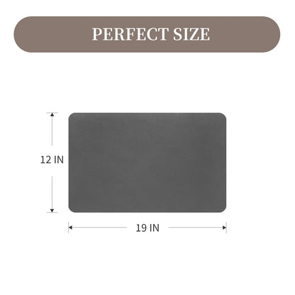 MontVoo-Absorbent Dish Drying Mat-Kitchen Counter Rubber Backed Water Absorbing Drying Mat-Hide Stain Under Dish Mat Quick Dry Coffee Mat-Dark Grey 12''x19'' - Available at All In One Marketplace Canada
