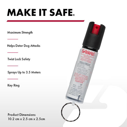 Sabre Protector 22-Gram Dog Spray with Key Ring, 14 Second Total Spray Time, 3.5-Meter Range, Humane Dog Attack Deterrent, Maximum Strength Allowed by Health Canada