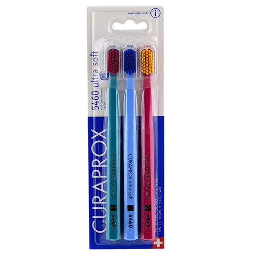 Curaprox CS 5460 Ultra Soft Toothbrush (3-Pack Bilingual) - Gentle Soft Bristles Tooth Brush for Sensitive Gums - Premium Swiss Oral Care Recommended by Dentists - For Adults & Teens - Available at All In One Marketplace Canada
