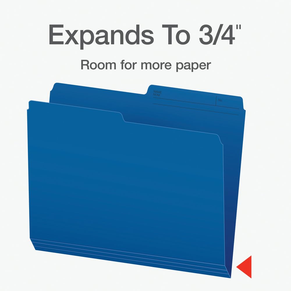 Pendaflex File Folders, Blue Colour File Organizers, 1/2 Cut Tab, Letter Size, Durable Paper Stock, 100/Box, Ideal for Office, Home, and School Filing Needs Pendaflex