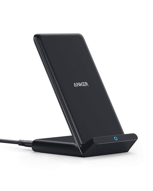 Anker 313 Wireless Charger (Stand), Qi-Certified for iPhone 15/14 / 13/12 / 11 / X / 8, 10W Max for Galaxy S23 / S22 / S21, Micro-USB (9V / 2A Adapter Required, Not Included)