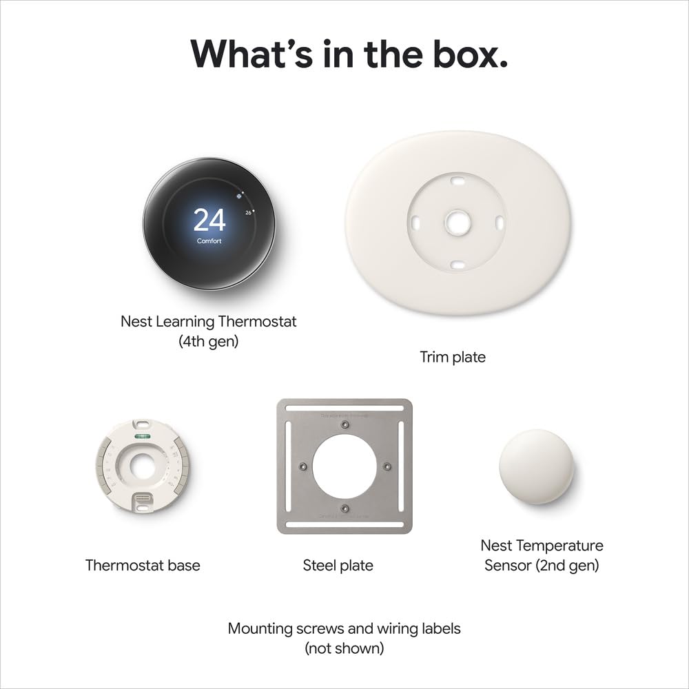 Google Nest Learning Thermostat (4th Gen) with Temp Sensor - Obsidian Google