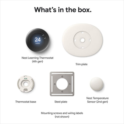 Google Nest Learning Thermostat (4th Gen) with Temp Sensor - Silver Google