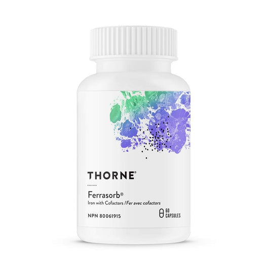 Thorne Ferrasorb - Complete Blood Support Formula with Iron, Folate, and B vitamins - 60 Capsules - 60 Servings - Available at All In One Marketplace Canada